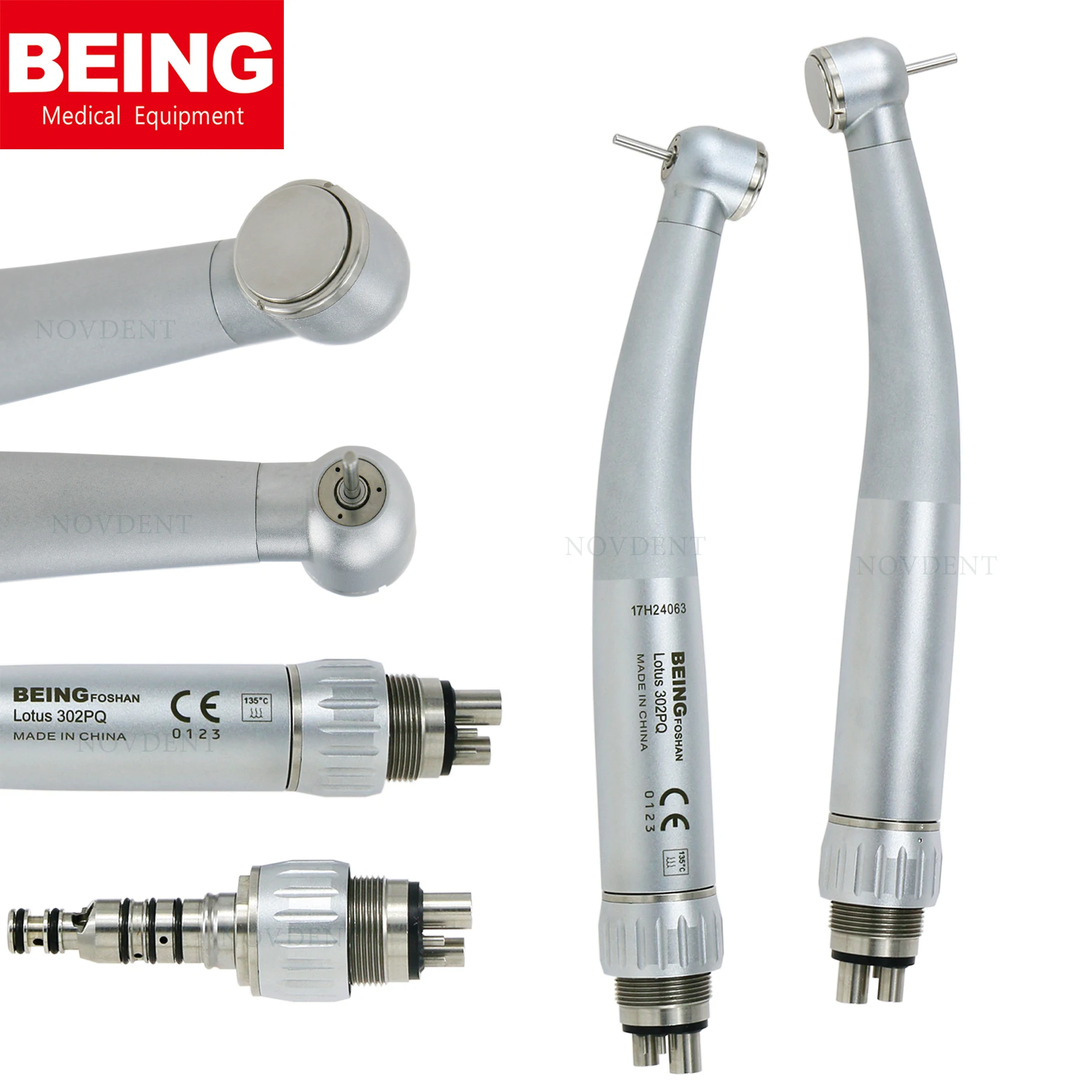 

BEing Dental High Speed Air Turbine Handpiece 302PQ-K Push Button Fit Kavo Multlflex Coupler M4 4Holes
