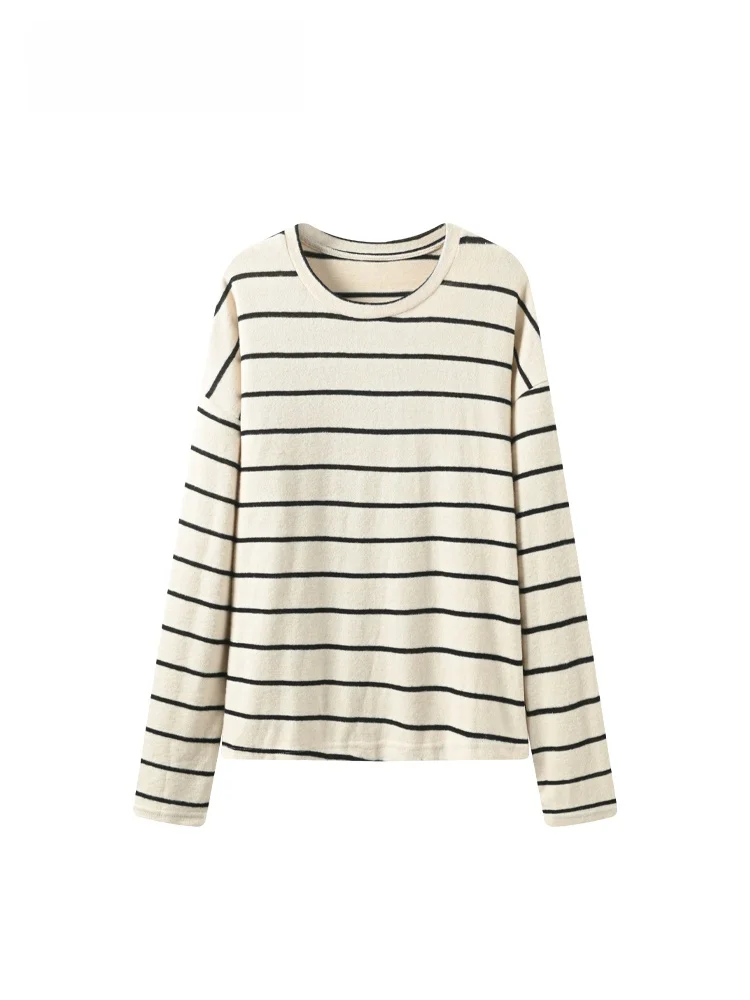 

Свободная женская футболка с длинным рукавом и круглым вырезом, больших размеров, из смесового хлопка и полиэстера, осенняя, модная, в студенческом стиле, свободного кроя