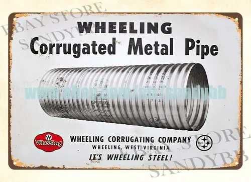 WHEELING CORRUGATING CO metal pipe tin sign plaque stand