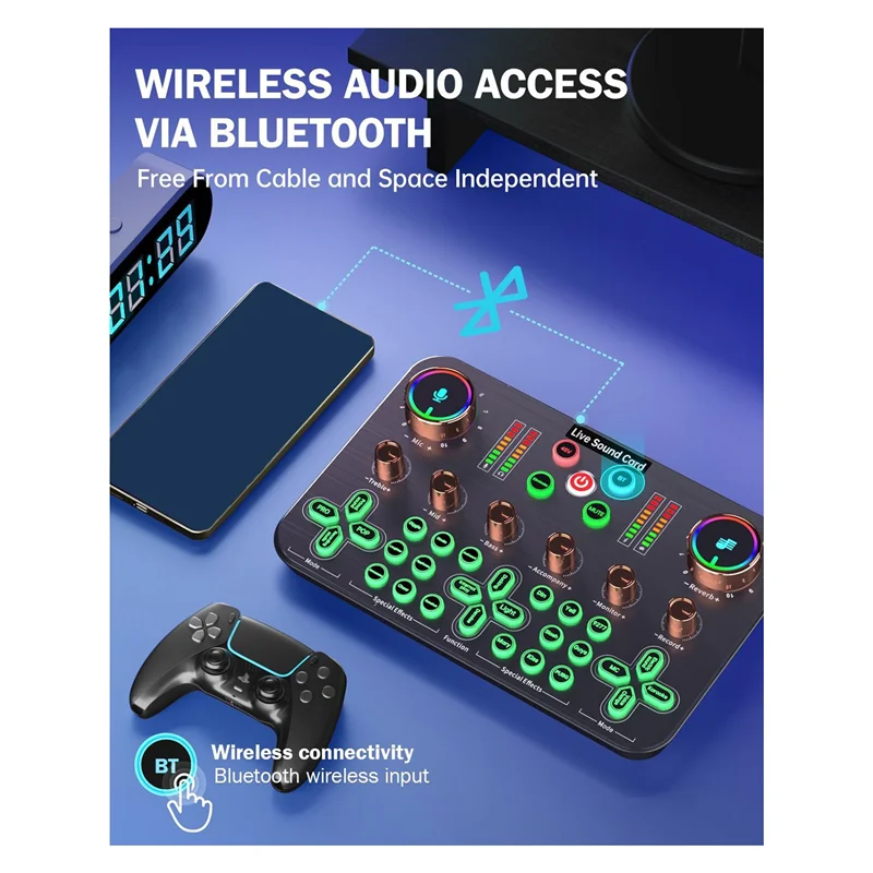 Gaming Audio Mixer, Streaming Audio Mixer, Audio Interface Sound Card For Live Streaming, Podcast Recording, PC, Guitar Durable