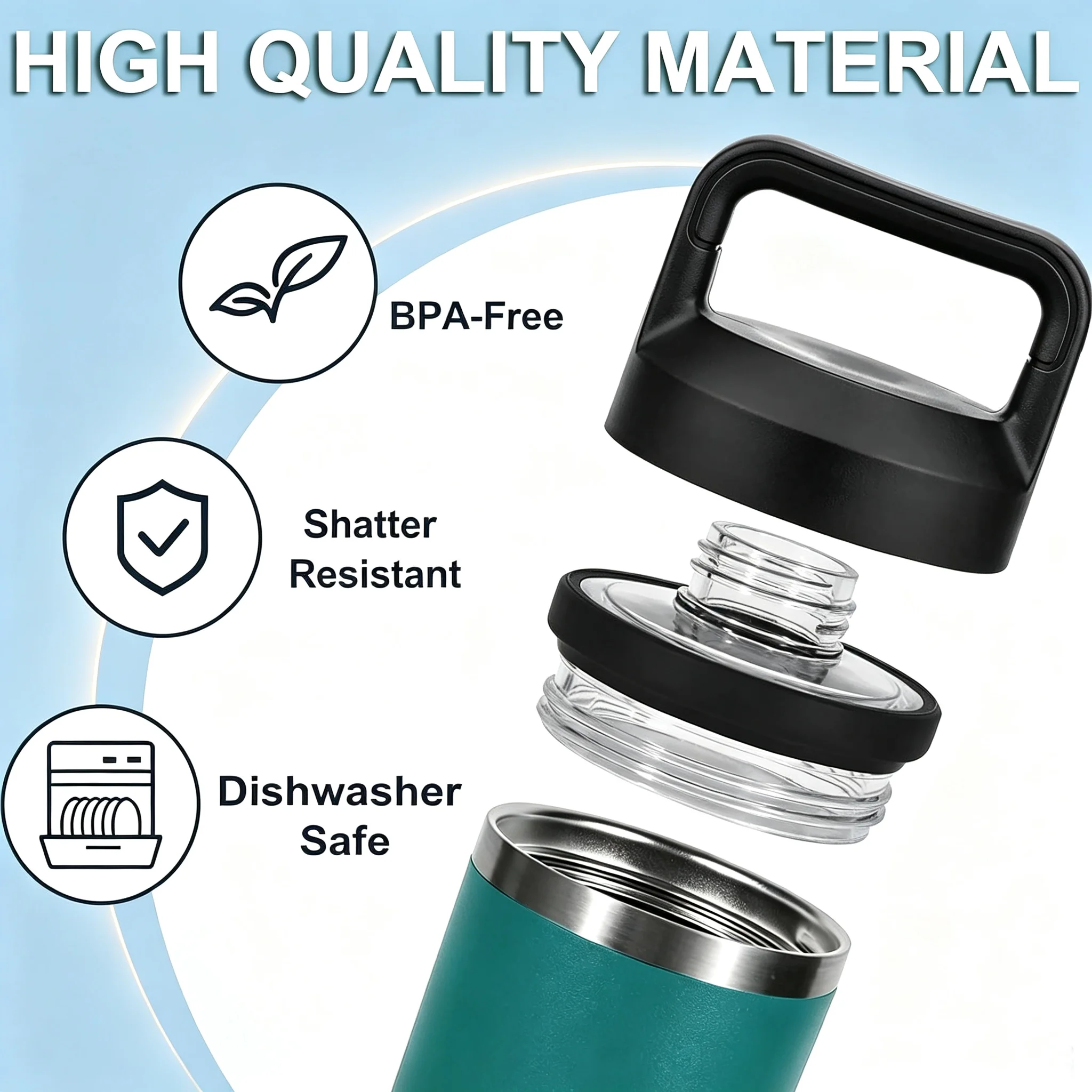 Rambler Chug Replacement Lid,for 18/26/ 36/64 oz Stainless Steel Insulated Cup Multifunctional Sports Cup Lid Accessory ﻿ ﻿