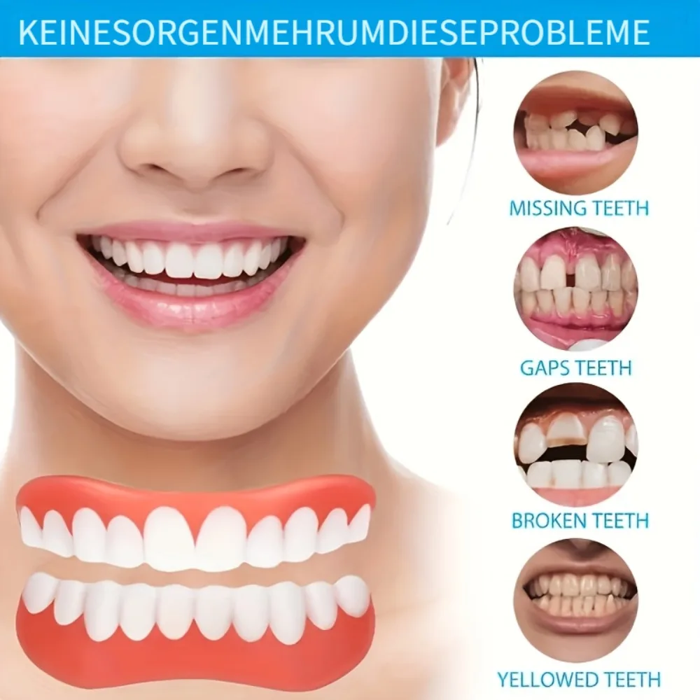 Carillas Dentales Cosméticas, 3 Juegos de Parches de Cobertura Dental - Parches Dentales Superiores e Inferiores Cómodos, Apariencia Natural Blanca - Fáciles de Instalar, Duraderos, Multicolor Opcional, Unisex, Aumentan la Confianza