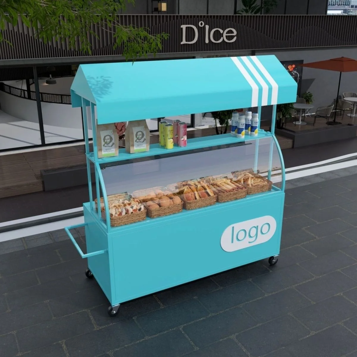metal creative dust stall car fashion mobile snack car ice cafe stall cart creative cart