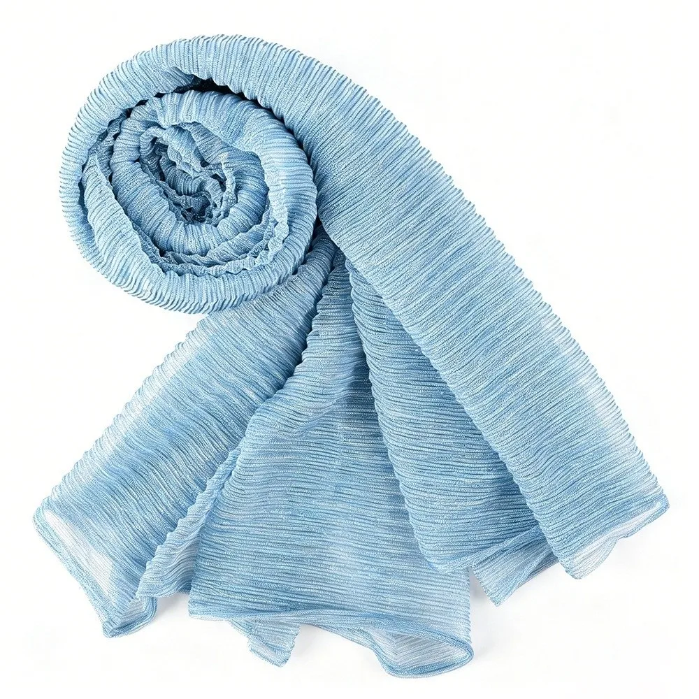 Fashion Solid Color Silk Scarf Gold & Silver Wire Crinkle Sunscreen shawl Shining Long Sunscreen Headscarf Outdoor