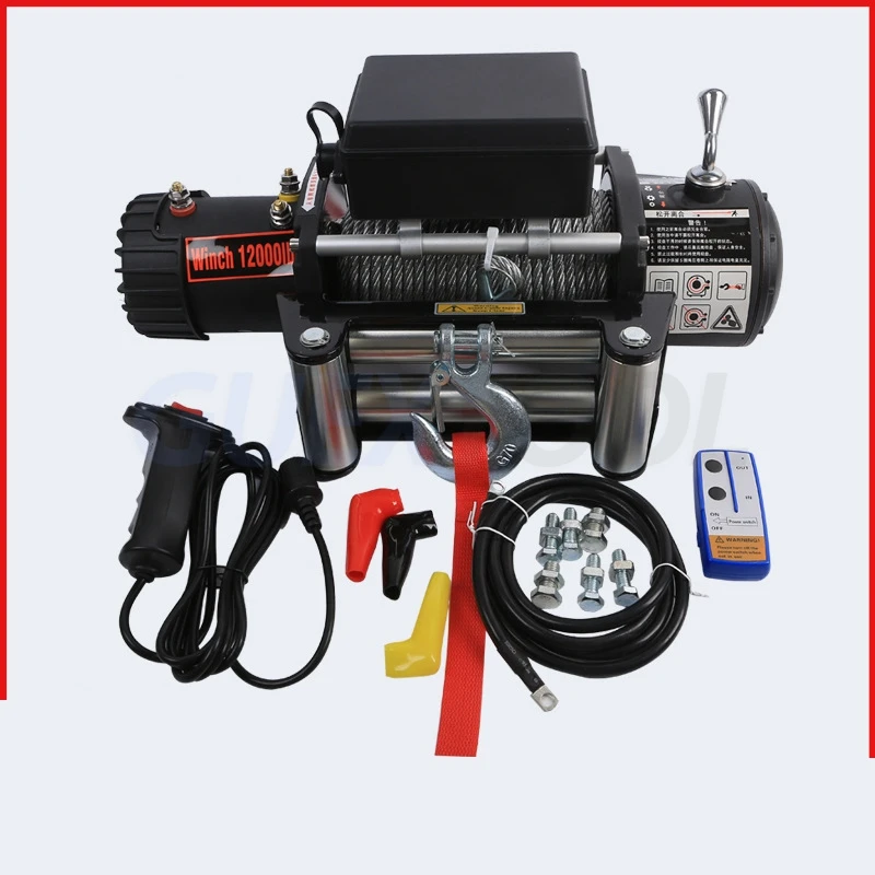 12V24V electric winch 12000 pounds 13500 pounds with remote control suitable for car trailer rope traction belt ATV truck off-ro