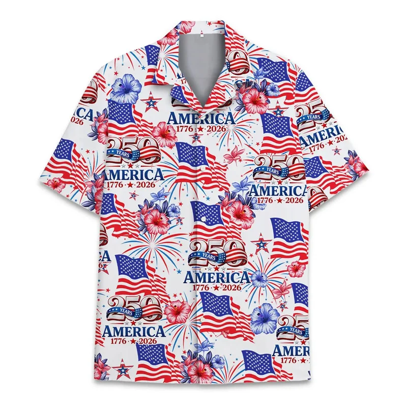 Amercian 250 Years Since 1776-2026 Celebrate Shirt Summer Fashion 3D Printed Short Sleeve Casual Oversized Top