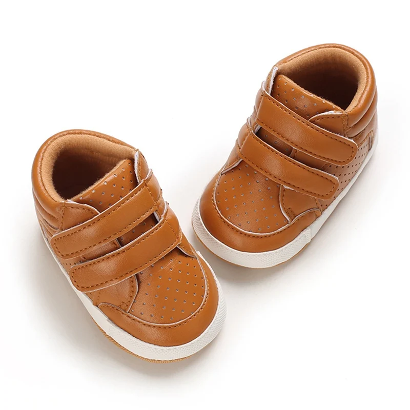 Trendy Solid Color Baby Boy Shoes: Soft PU Leather, Toddler Rubber Sole, Anti-slip (0-18 months)