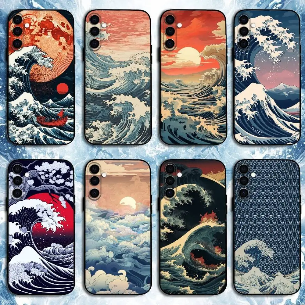 

Ukiyo Ocean Waves Phone Case For Samsung Galaxy A73,A72,A71,A70,A53,A52,A51,Others Soft Black Shell