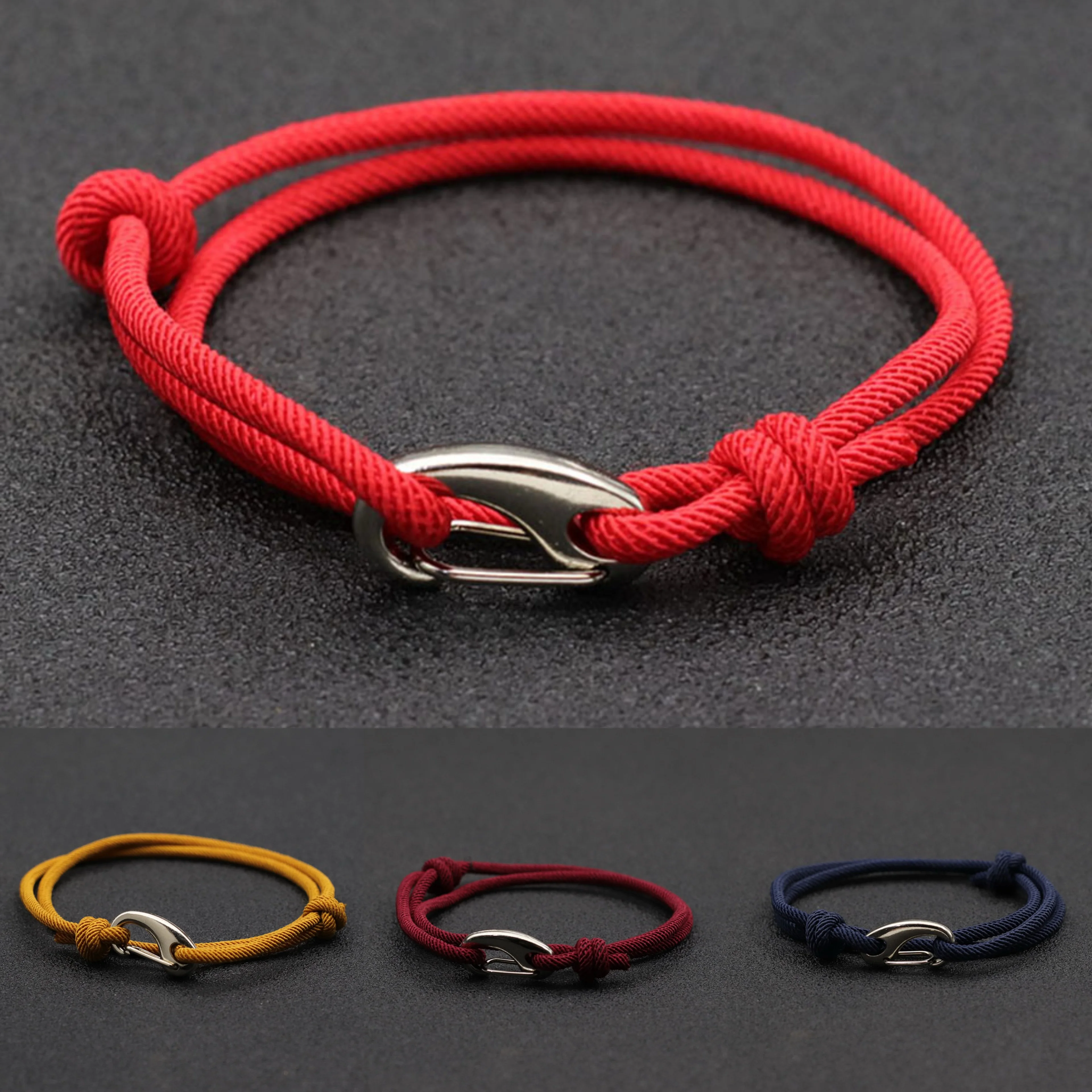 우정 Braclet 발렌타인 데이 미니멀리스트 행운을 빌어 요 로프 팔찌 더블 레이어 조절 랍스터 Ouch 현재 레드 Brazalete