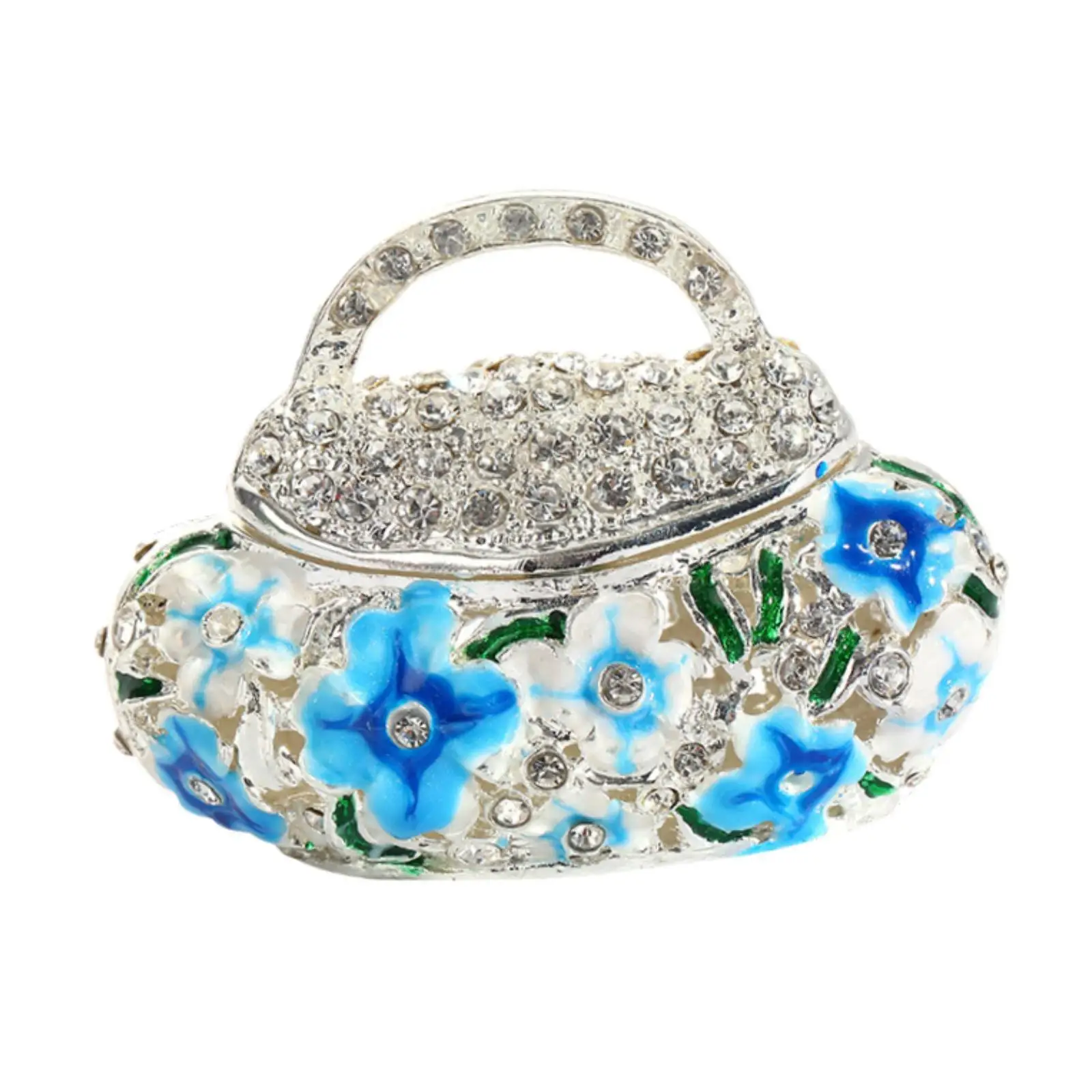 Decorative Jewelry Case Enamel Handbag Figurine Trinket Box Hand Painted Organizer Storage for Necklaces Rings Earrings Tabletop