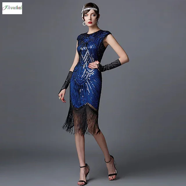 Women s Long Skirt 1920s Vintage Great Gatsby Party Flapper Dress For Women Elegant Sleeveless Sequins Tassel Dresses AliExpress