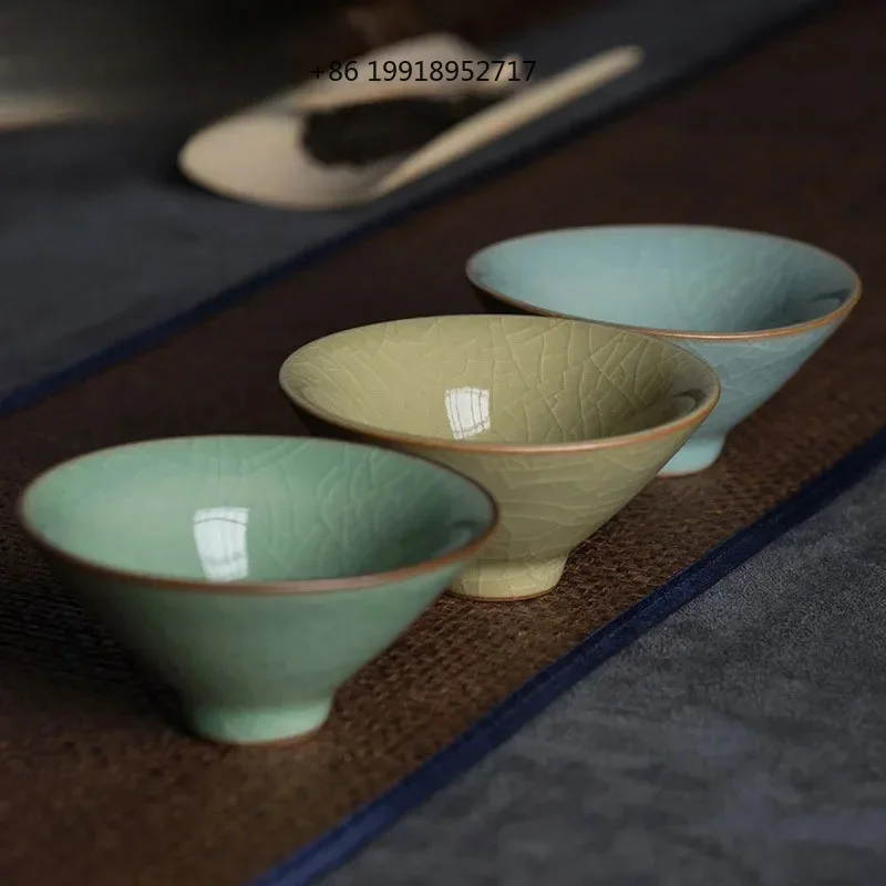2pcs /Set 60ml Longquan Celadon Hat Cup Ceramic Master Cup Handmade H Kung Fu Tea Set Tea Ceremony Drinkware Accessories