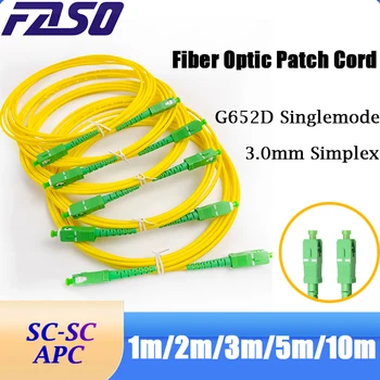 10-100PCs Faso OEM G652D 3,0 mm glasvezelkabel SC APC glasvezel patchsnoer Simplex SingleMode glasvezel patchkabel geel
