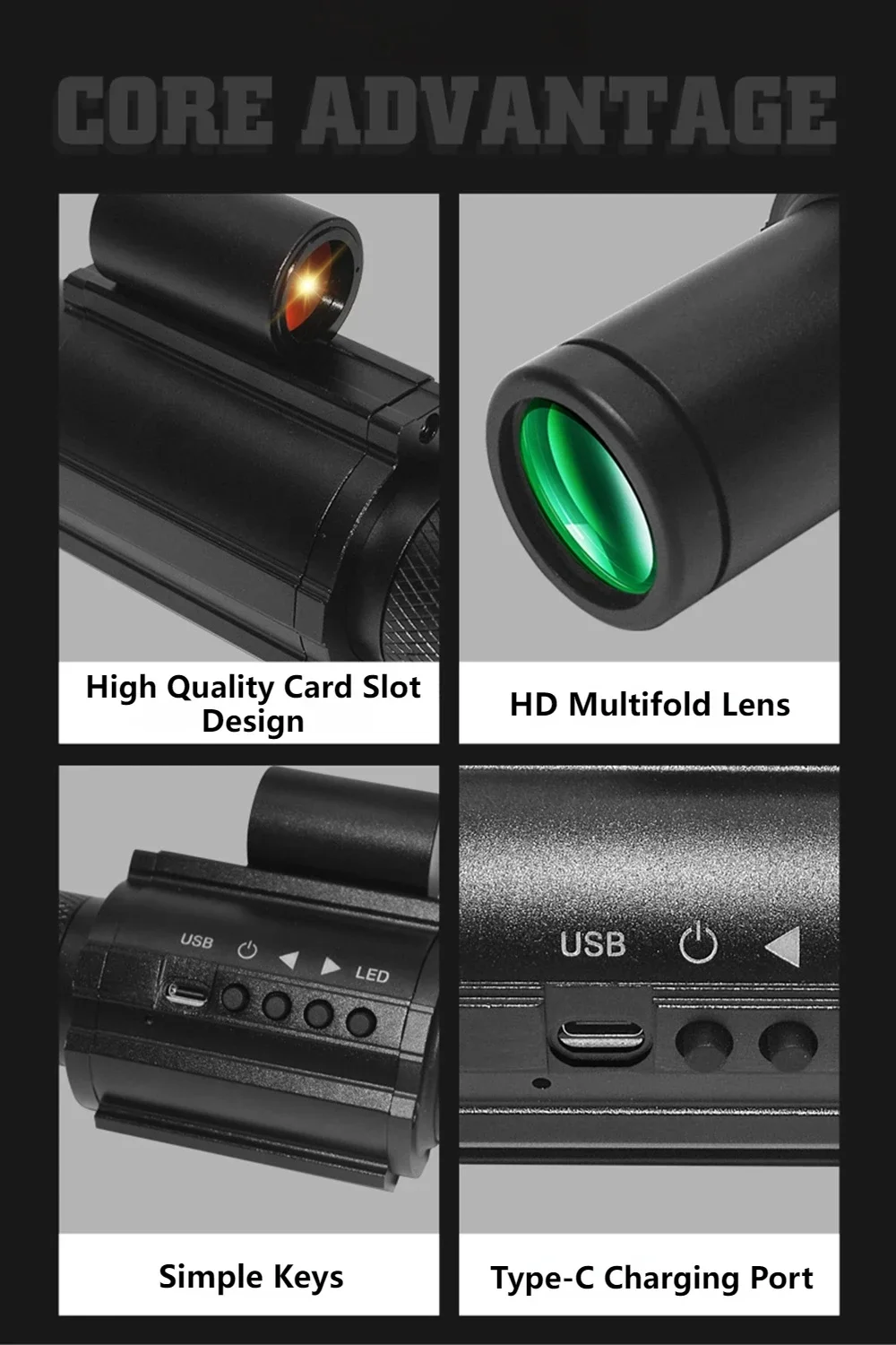 Portable Monocular Night-Visions Sight Device Day Night Use Telescopes 1.54 inch Display Photo Taking Video Recording