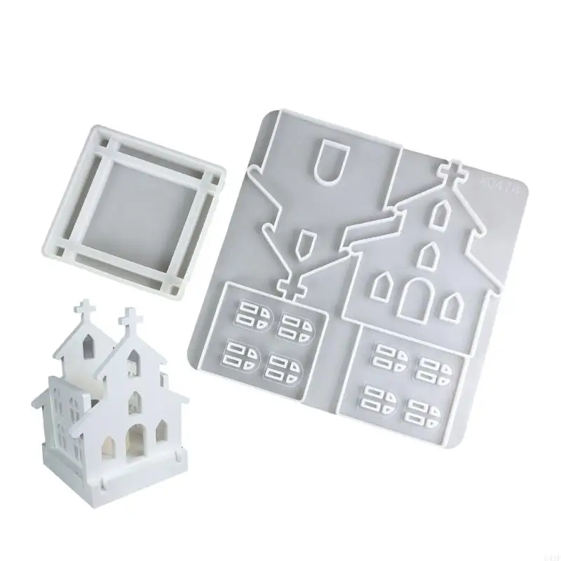 K43F 2PCS Silicone Mold Set Crafting Molds Church Table Decorative Moulds