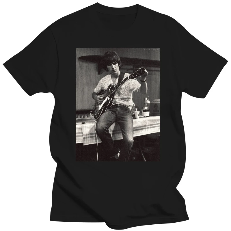 Men t shirt George Harrison Rare Image Hot Sale Tees Crew Neck Black Tops to 3XL t-shirt women