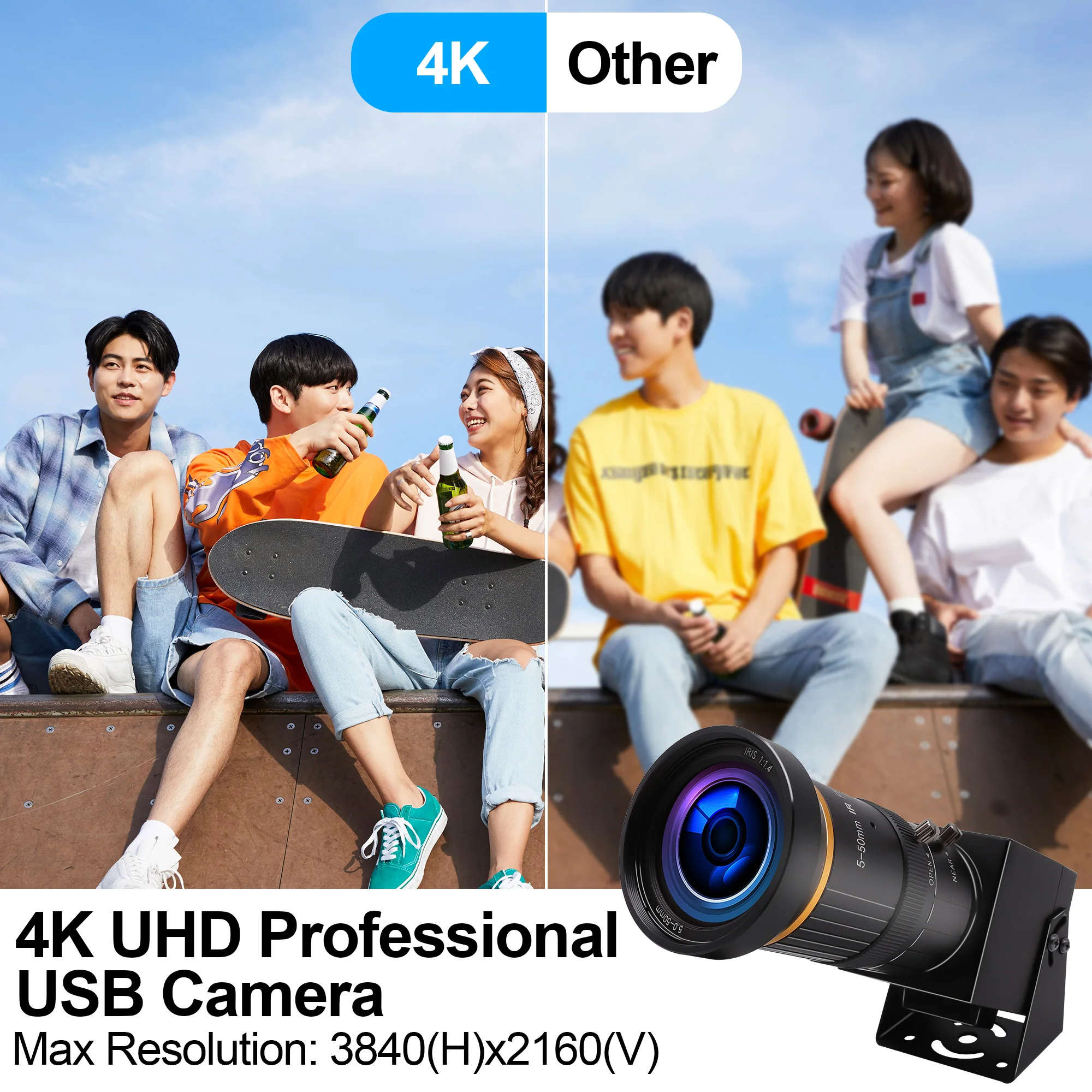 ELP USB Camera 4K Webcam High Speed 30FPS Optical Zoom Camera Ultra HD USB HDMI Camera USB2.0 HDMI Dual Dual Output Video Camera