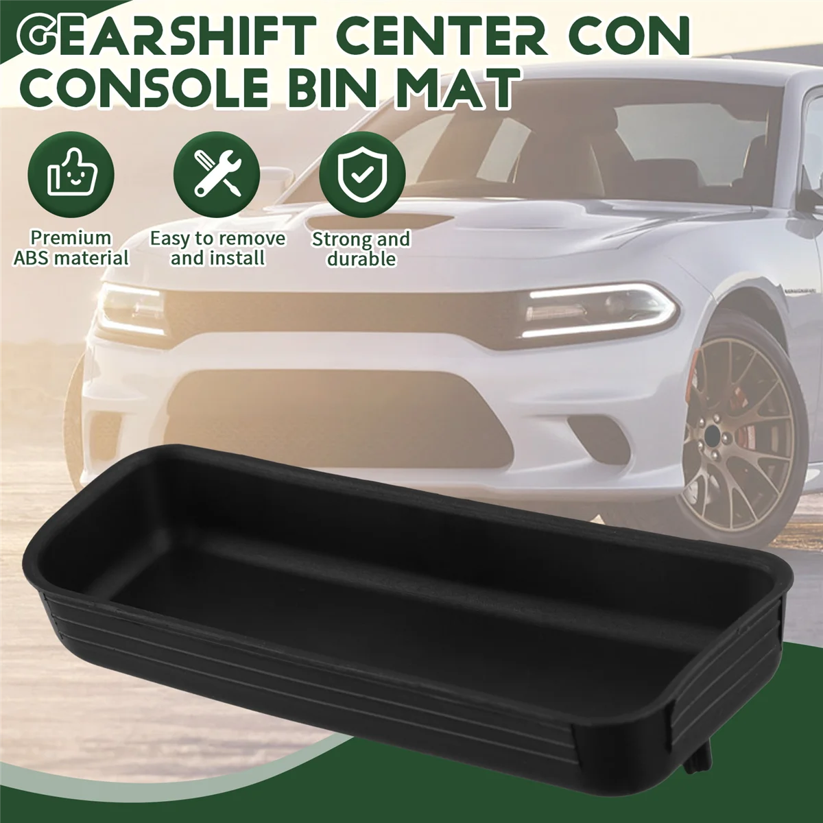 Boîte de rangement pour boîte de rangement Dodge Charger 2015-2023, boîte centrale de changement de vitesse noire, polymères de bac de console, 68398671AA