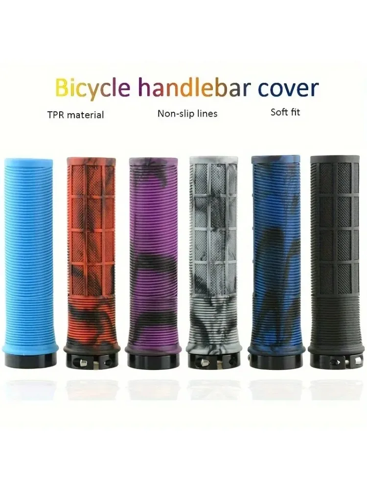 AliExpress NONE TPR Bicycle Grips Integrated Bicycle Handlebar Grips Aluminum Alloy Lock on Bicycle Handles Non-slip MTB Cuffs Bike Part
