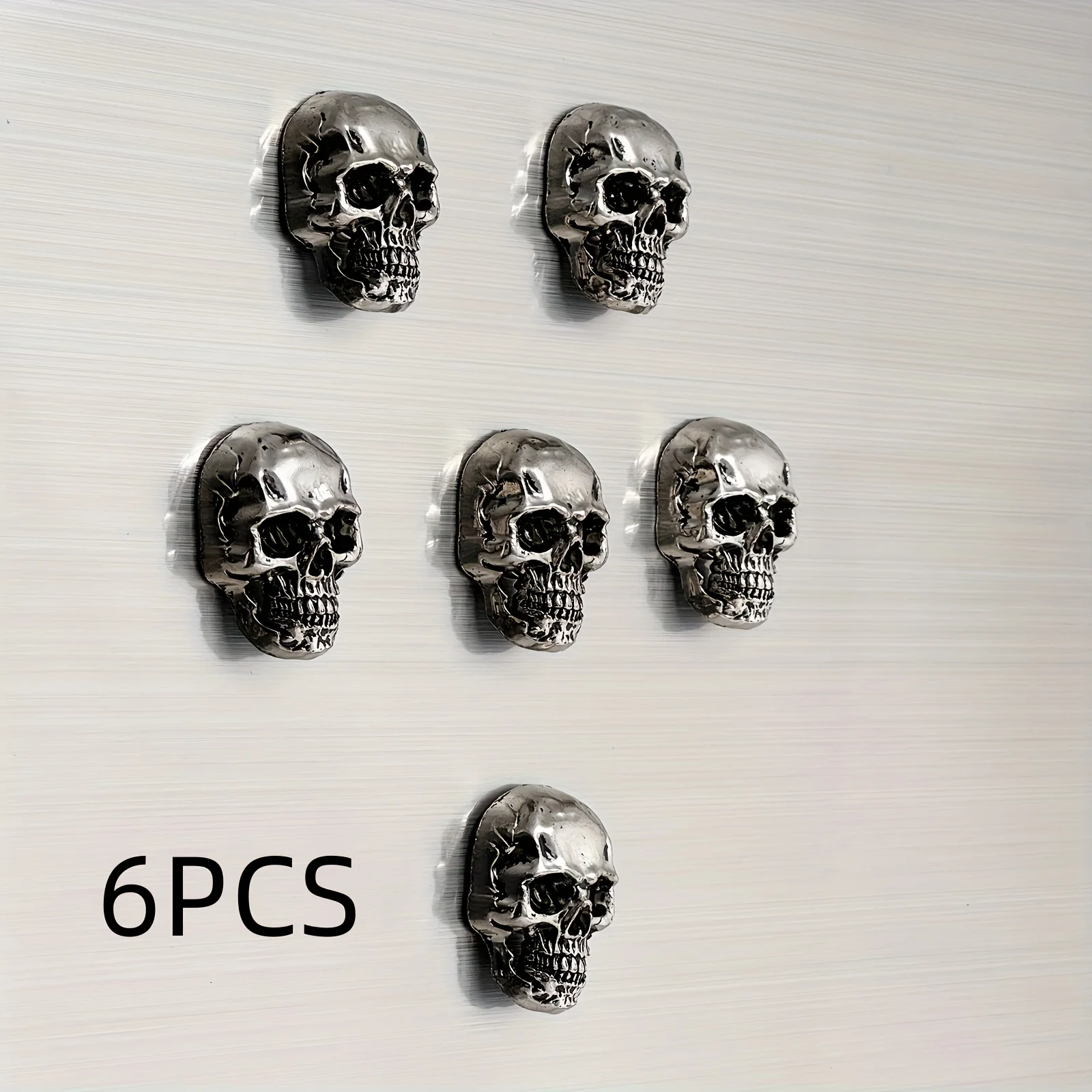 6 قطع من ملصقات الثلاجة المصنوعة من الفولاذ المقاوم للصدأ على شكل جمجمة، ملصق ثلاجة هيكل عظمي، تصميم فريد، رائع، تصميم جميل المظهر #6