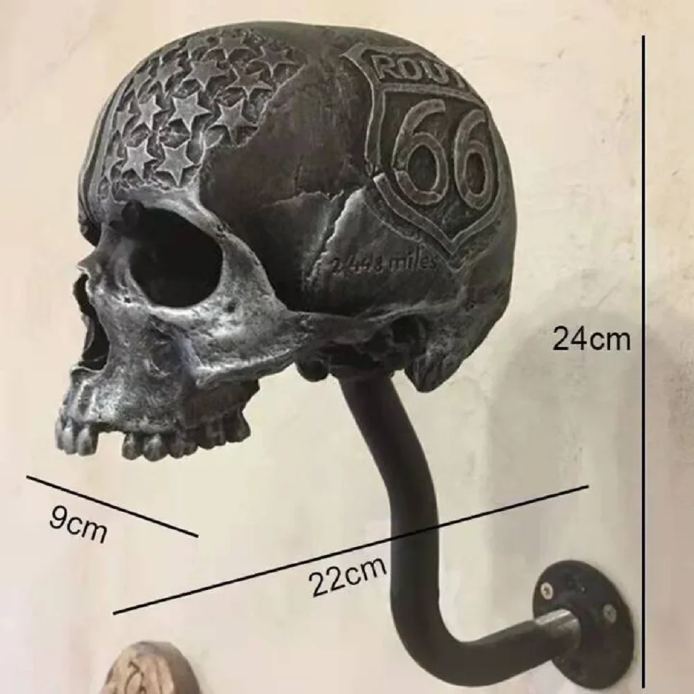 Creative Wall Mounted Helmet Hanger - Skull Design for Motorcycle, Bicycle, and Coat Storage