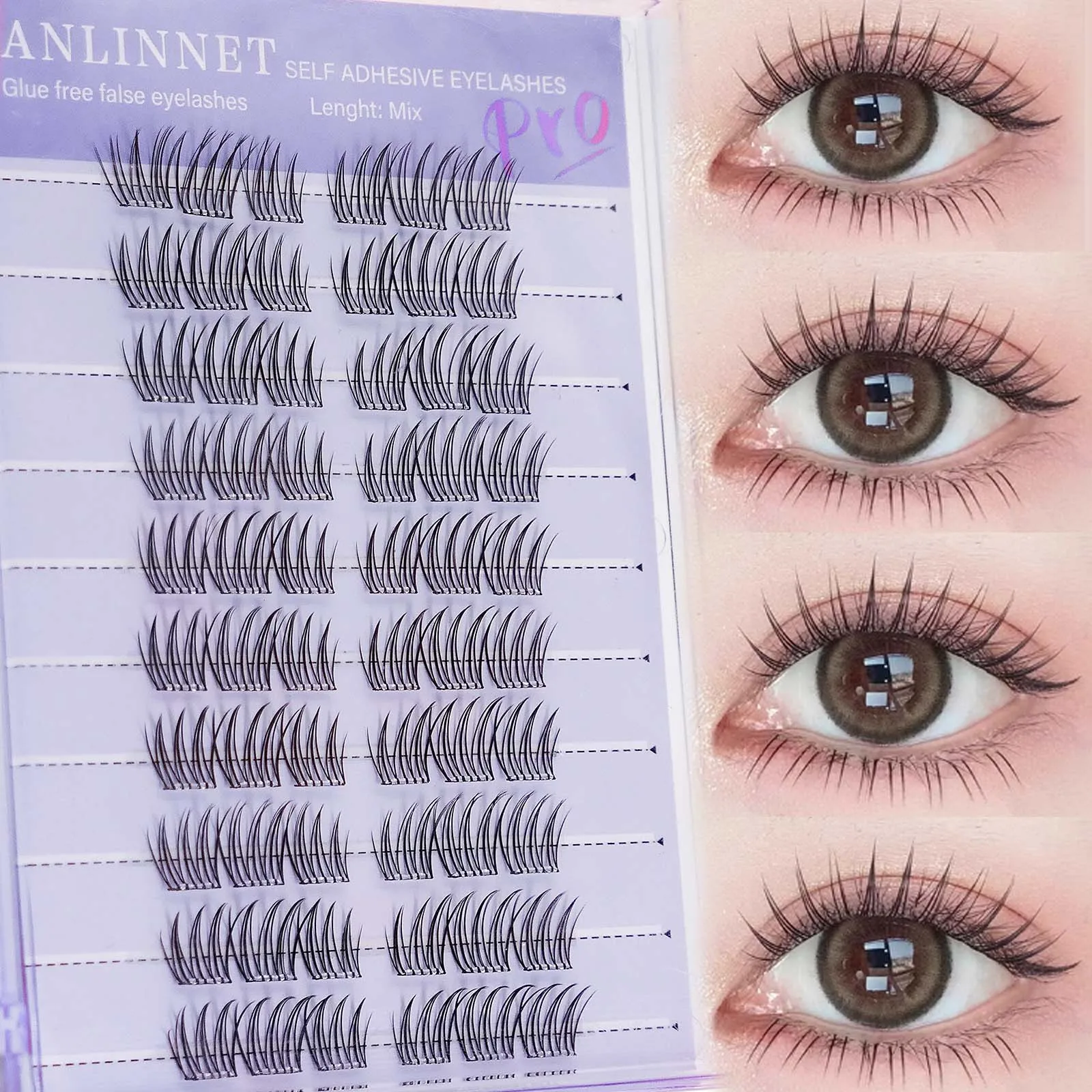 No glue needed！10 rows of adhesive free self-adhesive false eyelashes Single curle C eyelash cluster 9-12mm lashes extension