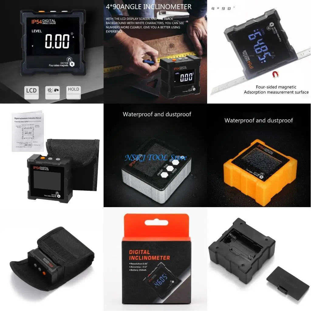 

L8RC Digital Finder LCD Digital Gauge Waterproof Protractor Inclinometer