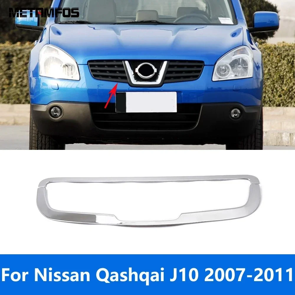 For Nissan Qashqai J10 2007 2008 2009 2010 2011 Chrome Front Bumper Center Grille Racing Grill Molding Trim Exterior Accessories