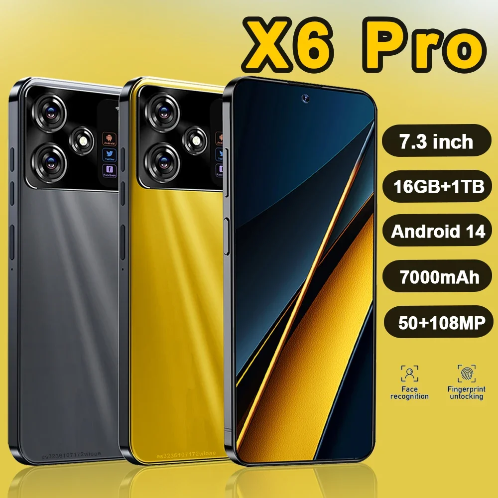 X6 Pro Original Smartphone, Mobiltelefon, globale Version, 7,3 Zoll, 16 GB + 1 TB, 8 Gen 3, Android
