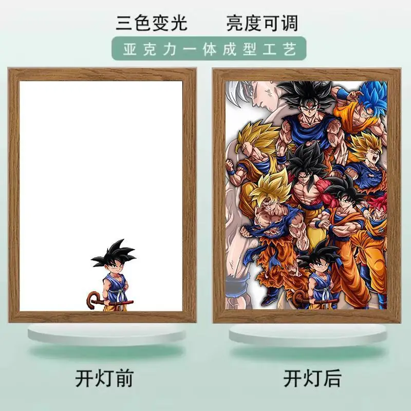 Anime periphery Dragon Ball Goku Vegeta Lighting Painting room LED Night Light Photo Frame Decoration Painting Children Day Gift