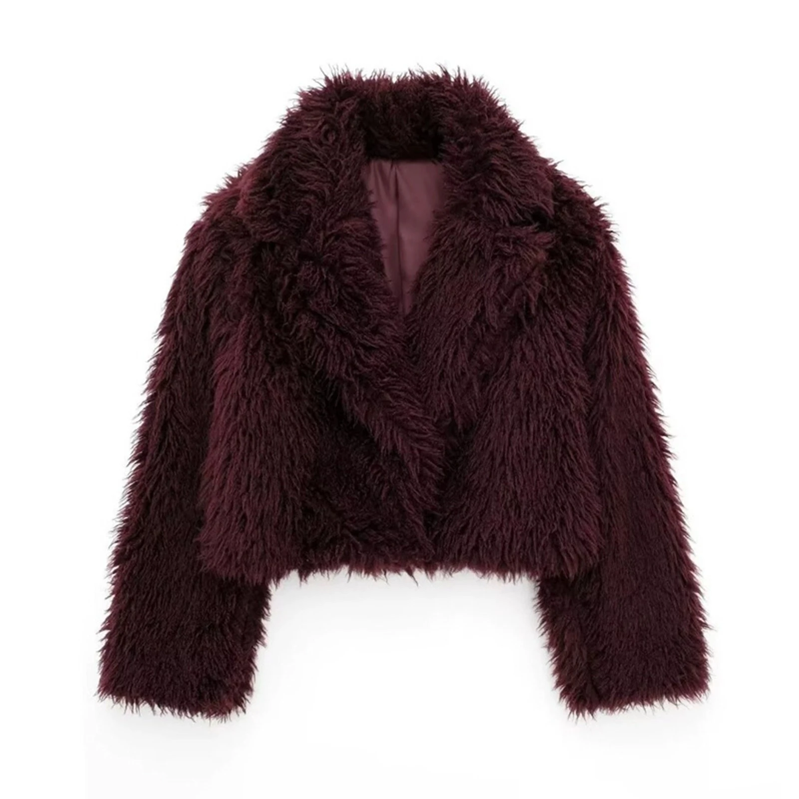 Lisa Colly femmes hiver à manches longues revers col moelleux fausse fourrure manteau veste courte fourrure Shaggy Parka manteau