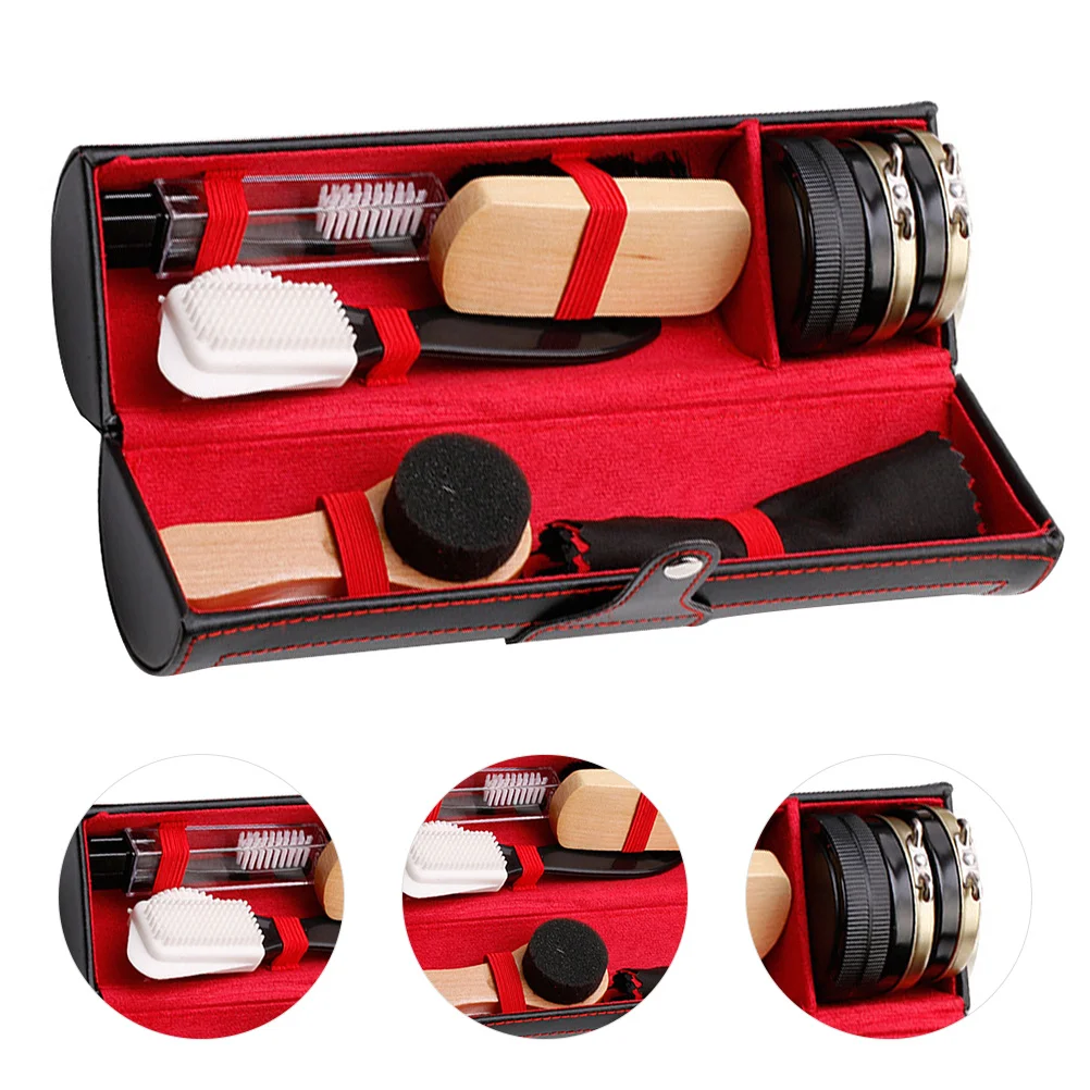 1Set Shoe Care Kit Premium Cleaning Brush and Cream Durable Long Term Use Creative Design Portable for Shoes Boots