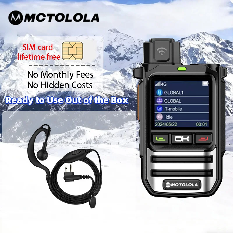 MOTOLOLA 4G PoC Radio Global Walkie Talkie with Lifetime Free SIM Card 5000 Kilometers Long-Distance Hiking and Camping Two-Way