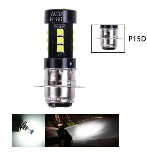 Motorcycle LED Headlight H4 BA20D P15D 12V 10W 1000LM White 6000K for Scooter Motorbike Tricycle Electric Vehicle