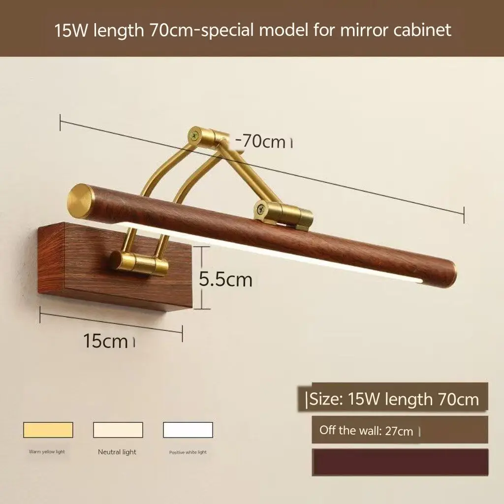 

Full spectrum mirror front lamp, bathroom walnut folding cabinet ceiling lamp, picture lighting fixture