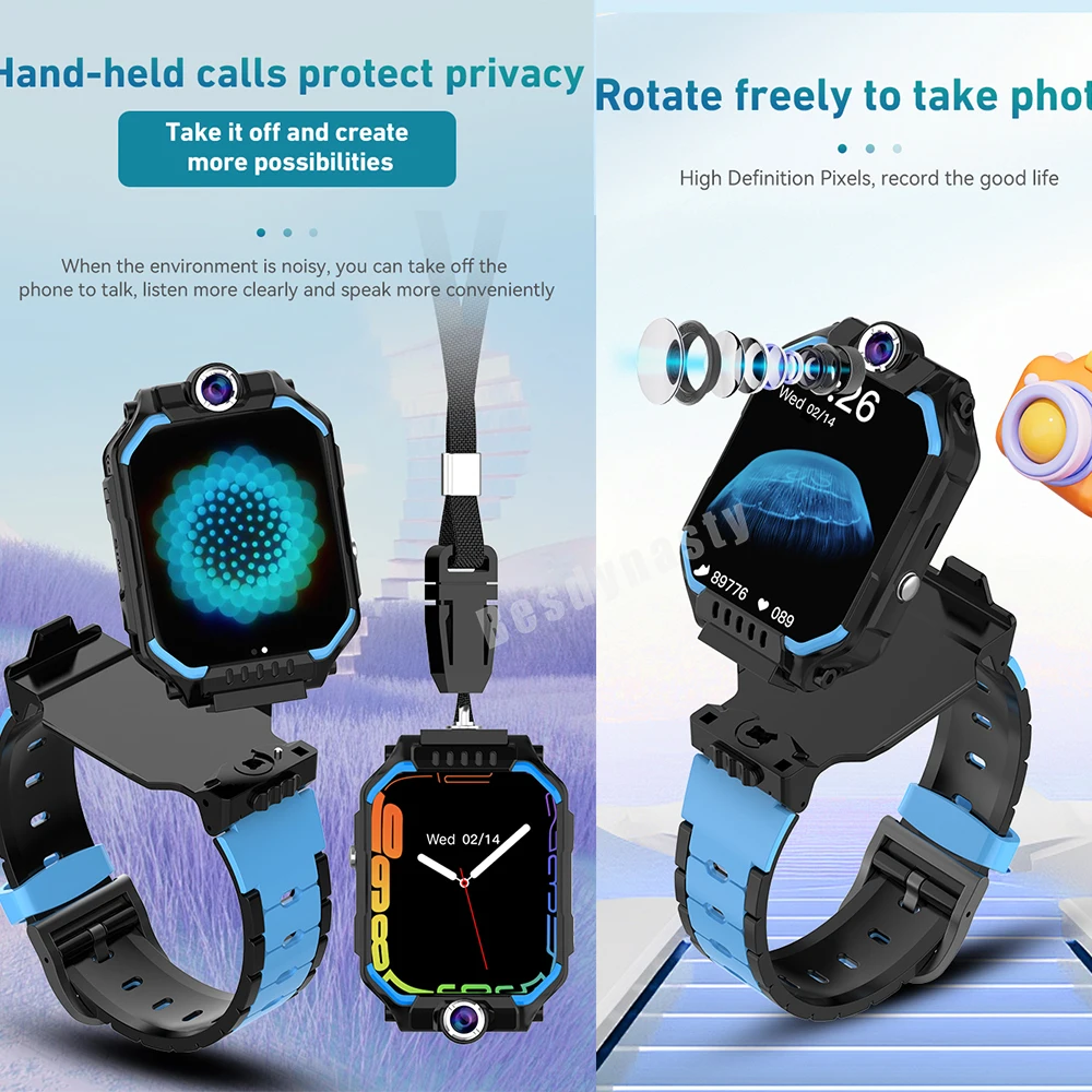 Smart Kid Watch 360° Rotate Watch Body GPS Tracker Girls Boy HD Camera Watch For Kids 4G Video Call Monitor SOS Smartwatch C86