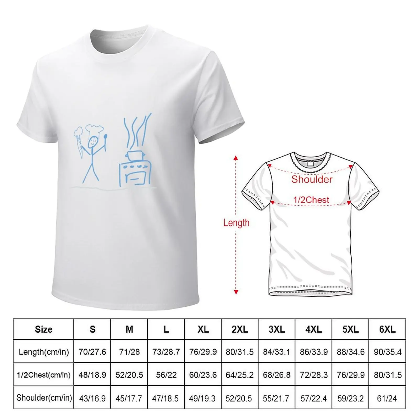 Chef stick figure, work profession restaurant T-Shirt kawaii clothes boys whites plus size tops t shirts for men graphic