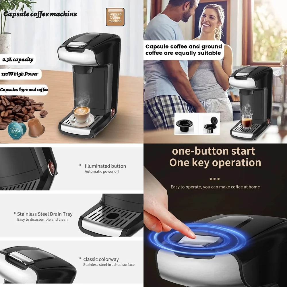 

2026-hot sell 220-240V Single Cup 300ML Coffee Machine Electric Small Coffee Machine Espresso Drip Cof