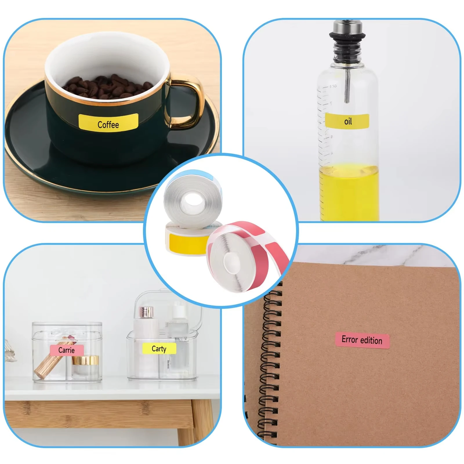 1 Rolle 12 x 40 mm mehrfarbiges Thermoetikett, geeignet für D30-Drucker, Heimbüro, Geschenk, Küche, Dosenorganisation