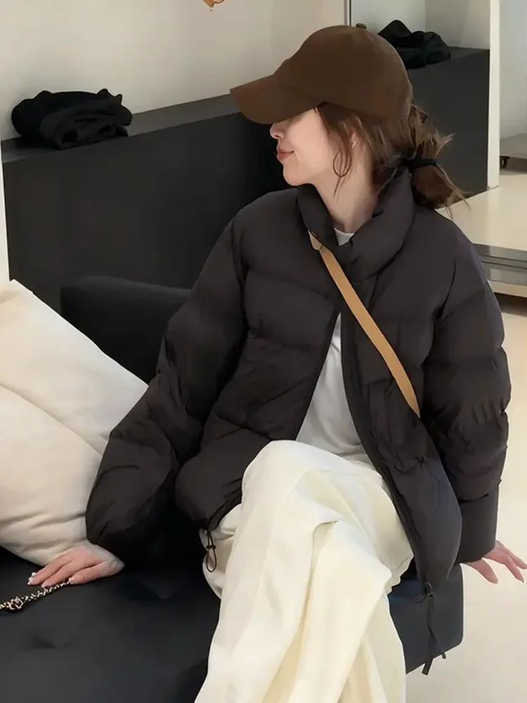 

Женская хлопковая куртка больших размеров, теплая зимняя верхняя одежда, свободная посадка, модное длинное пальто на молнии для похудения