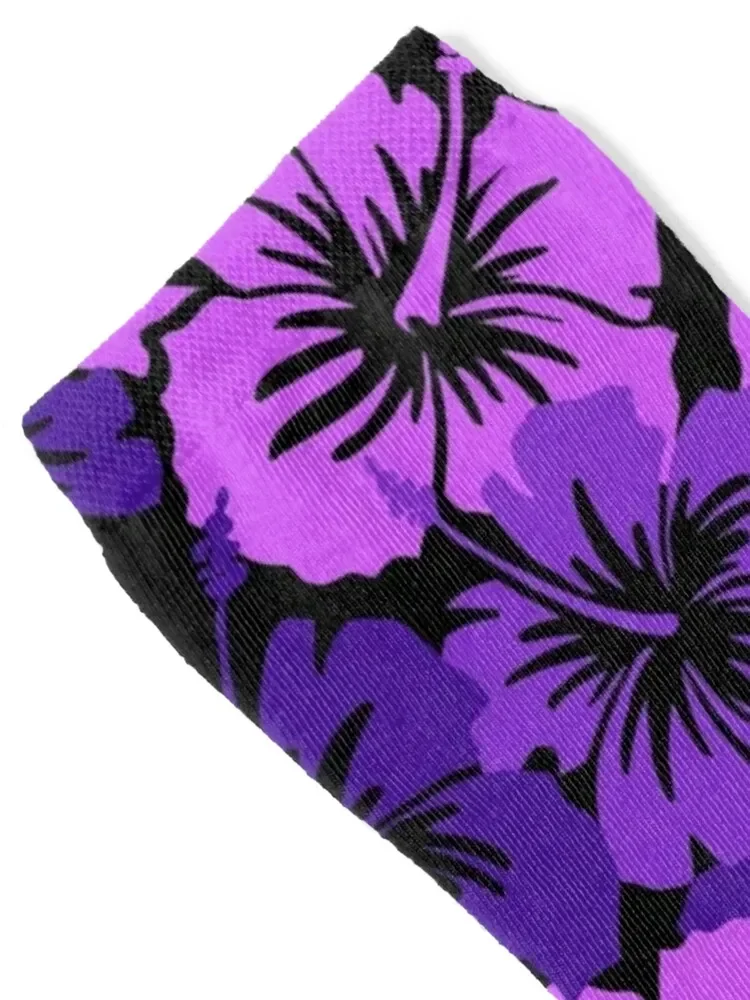 Epic Hibiscus Hawaiian Floral Aloha Shirt Print - Purple Socks hip hop essential Men's Socks Luxury Women's