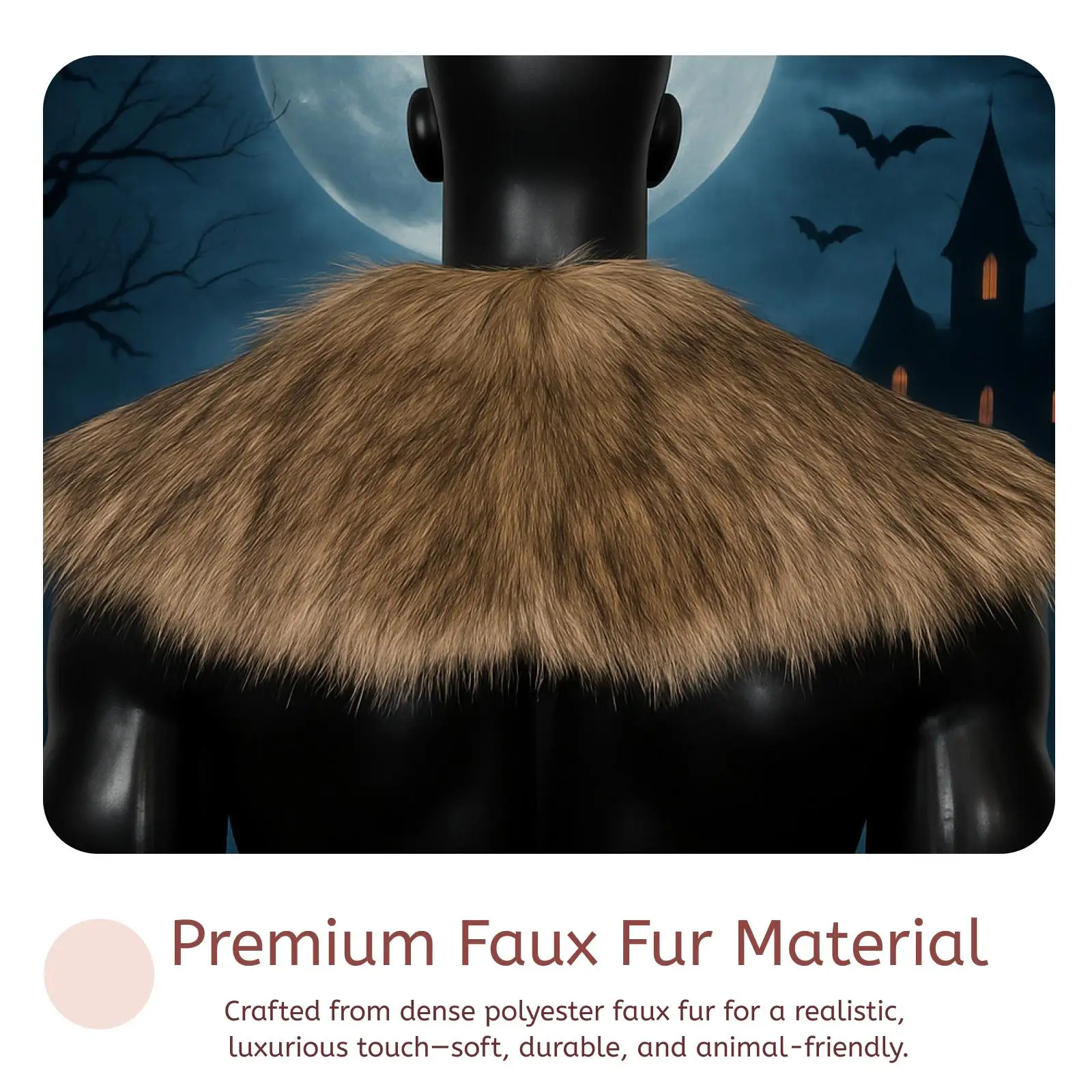 ياقة من الفرو الصناعي للرجال والنساء شال شتوي لفارس العصور الوسطى