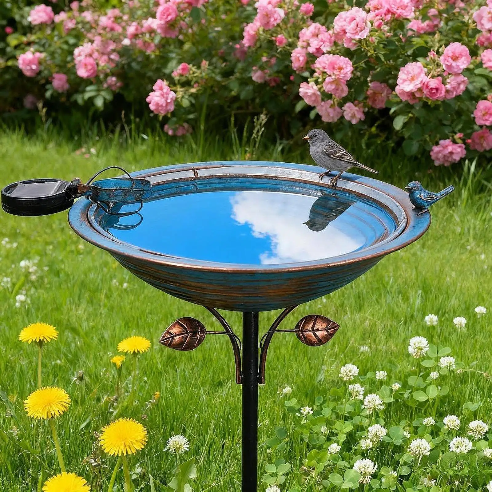 Birdfeeder Easy to Install Weatherproof with Metal Stake Birdbath Garden Bird Baths Bowl for Lawn Bird Watcher Backyard Ornament