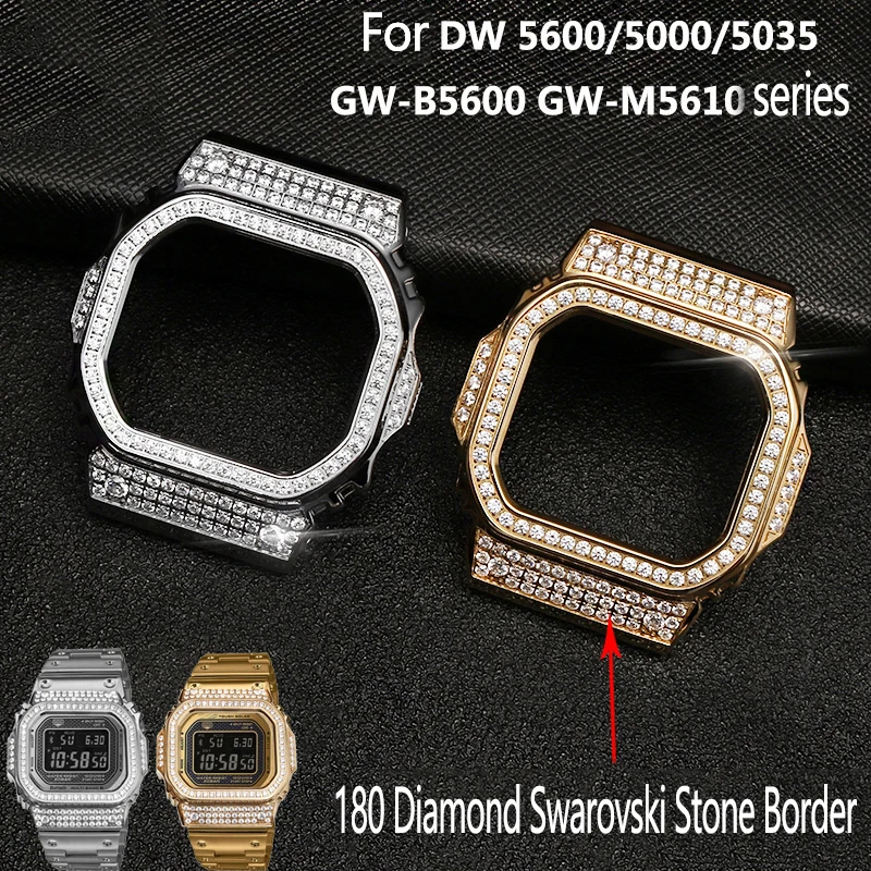 Stainless Steel WatchStrap For Casio Watchband Advanced Retrofit Diamond Case Bracelet DW5600/5610 GMW-B5000 Metal Wristband