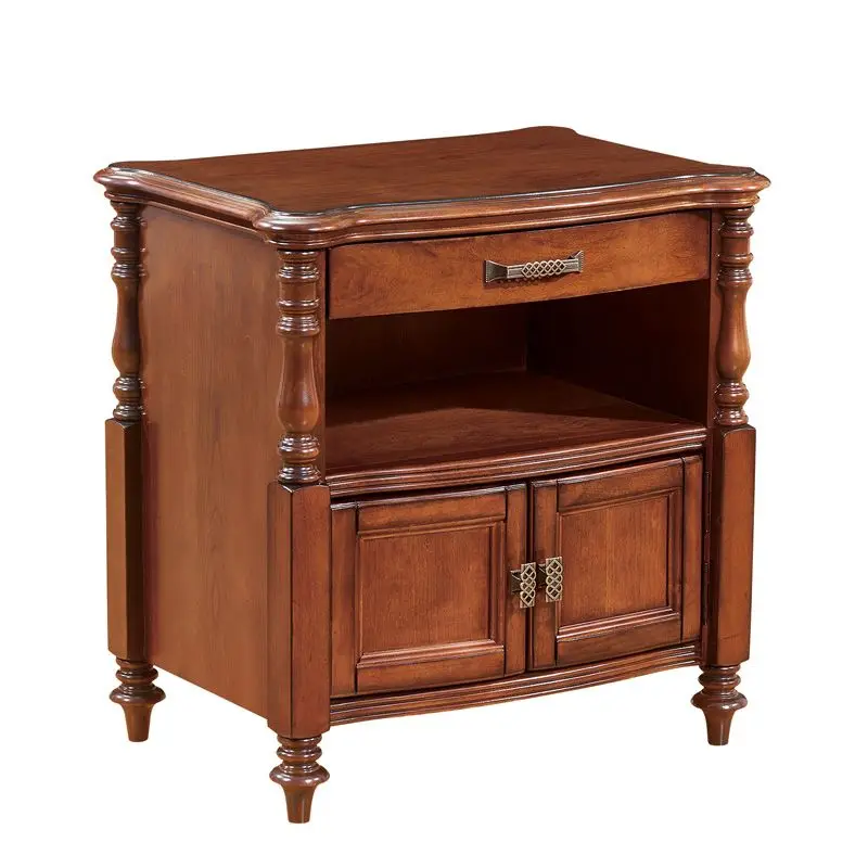 

American solid wood bedside table, room retro cabinet, multi-layer storage