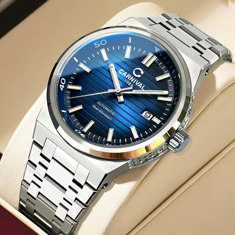 Relogio Masculino CARNIVAL Mechanical Business Watch For Men Brand Luxury NH35 Automatic Wrist Watch 50M Waterproof Reloj Hombre
