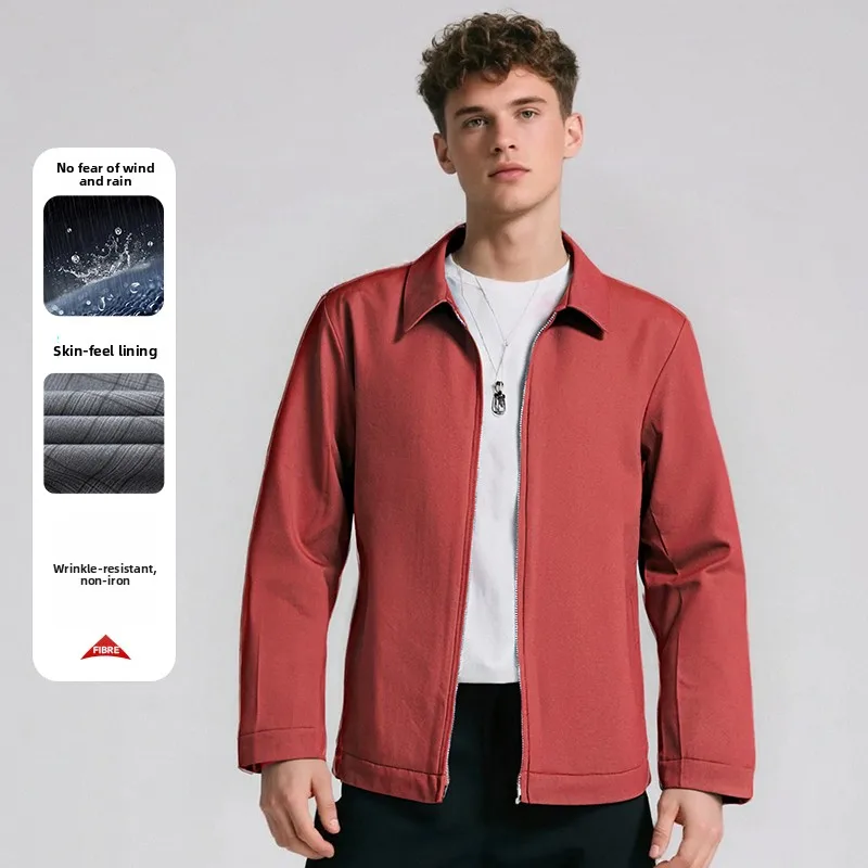 

Мужская куртка на весну-осень 2026: трендовая, в американском стиле, однотонная, простая и универсальная, с отложным воротником