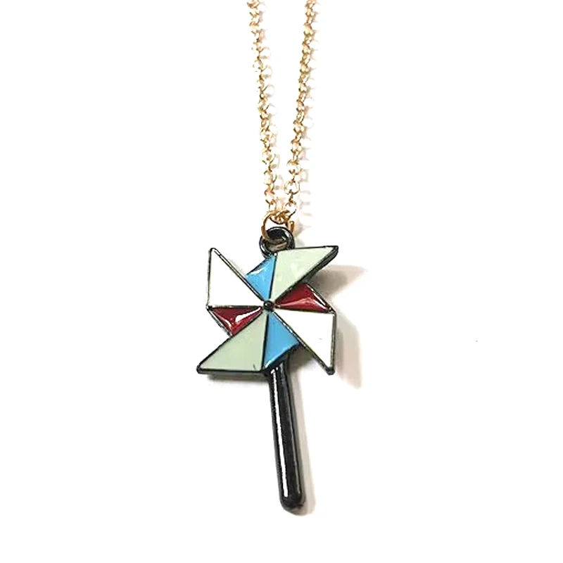 Enamel Color Toy Pinwheel Necklace Metal Choker Chain Pinwheel Pendant Necklace Fashion Costume Jewellery Handmade Boutique