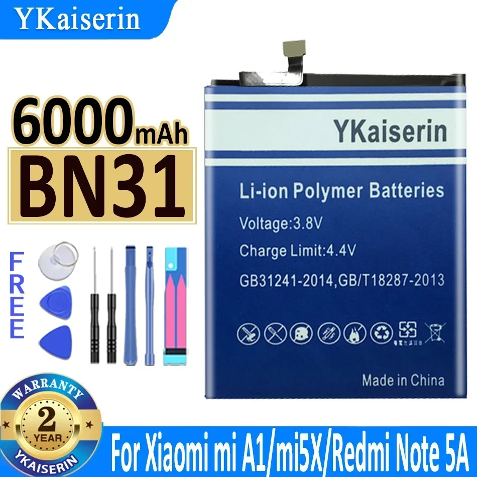 YKaiserin Battery For Xiaomi Redmi Note 2 3 4 4X 5 5A 6 7 Pro Note2 Note3 Note4 Note4X Pro Note5 For Xiaomi Mi 5X Note 2 Note2