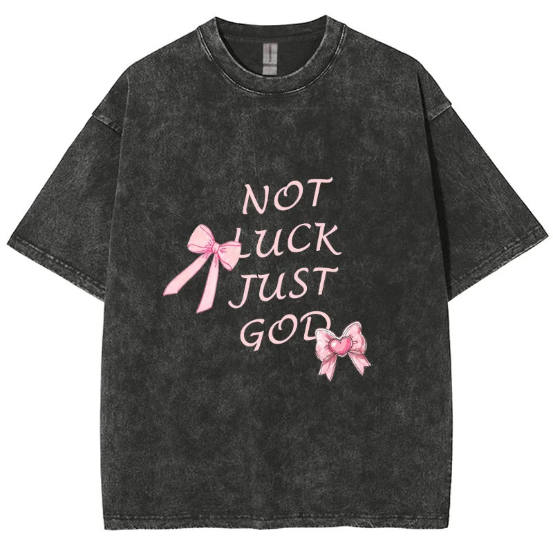 

Black & Pink Bow Letter Print Ladies Washed T-Shirt Oversized Loose Couple Half Sleeve Hot Hot Sweetheart Girly Top Y2K